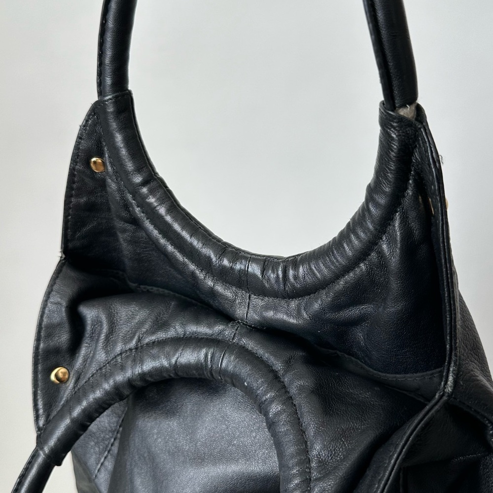 GORGEOUS VINTAGE 2000S ALFANI SOFT LEATHER TOTE PURSE CLASSIC LEATHER BAG/ Black - Picture 7 of 14